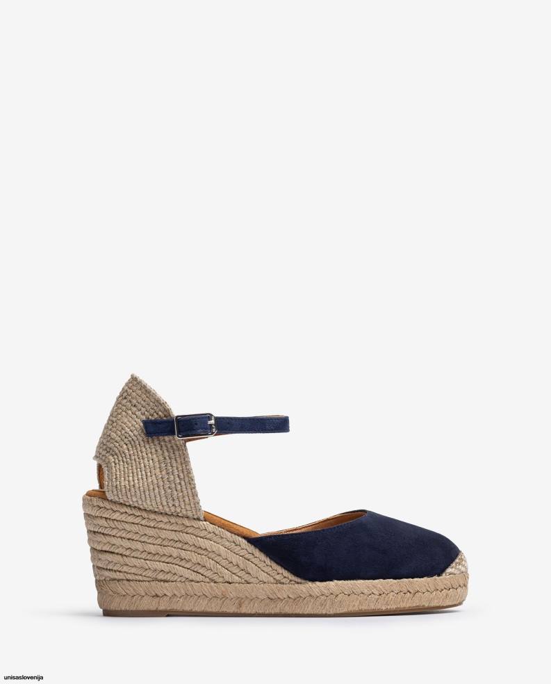 Unisa čevlje espadrile vamp pete iz semiša ženske modra - Unisa Store