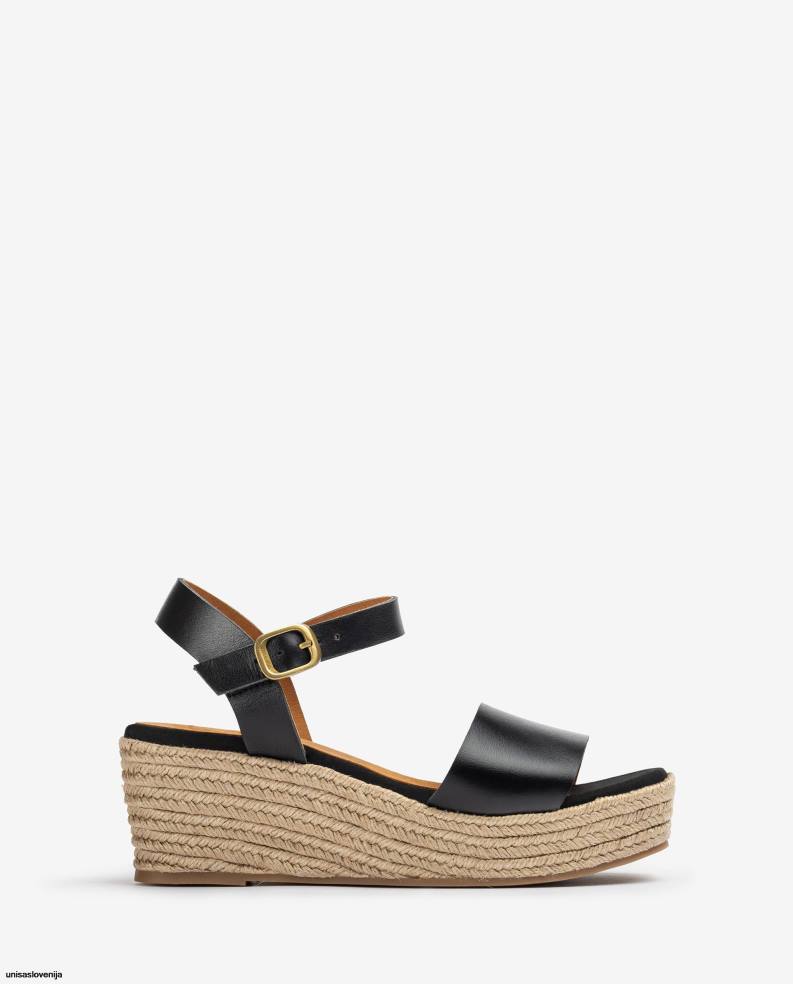 Unisa čevlje sandal iz bloka jute ženske Črna - Unisa Store