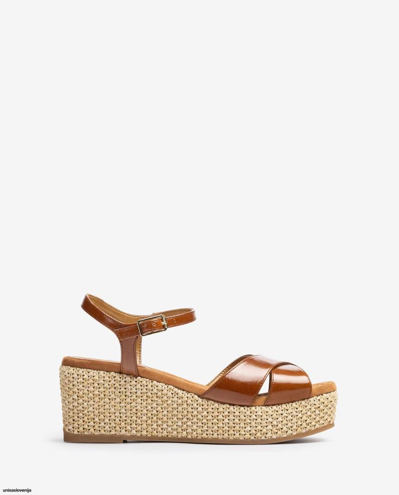 Unisa čevlje sandal s peto iz rafije ženske rjav - Unisa Online Shopping