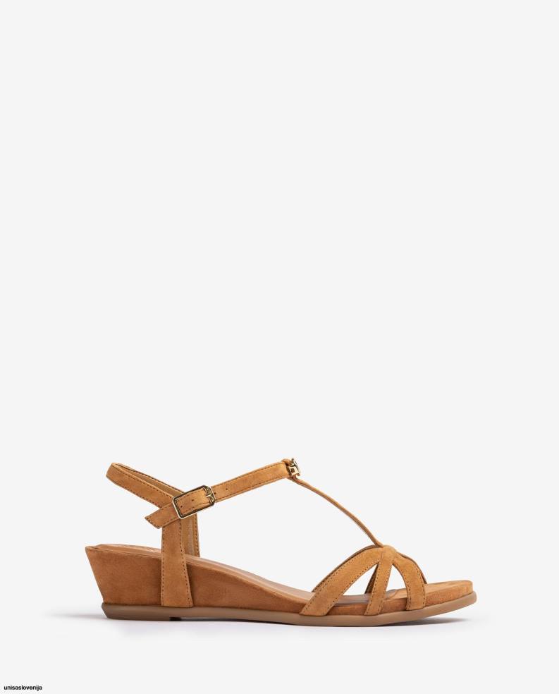 Unisa čevlje sandal s paščki in na klin ženske rjav - Unisa Store